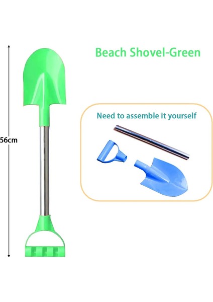 Kids Beach Shovel 56CM Paslanmaz Çelik Saçyolu Kürek Oyuncak Plaj Kaldırılmış Oyun Plaj Açık Hava Oyuncakları Hediye Renk: Yeşil (Yurt Dışından)