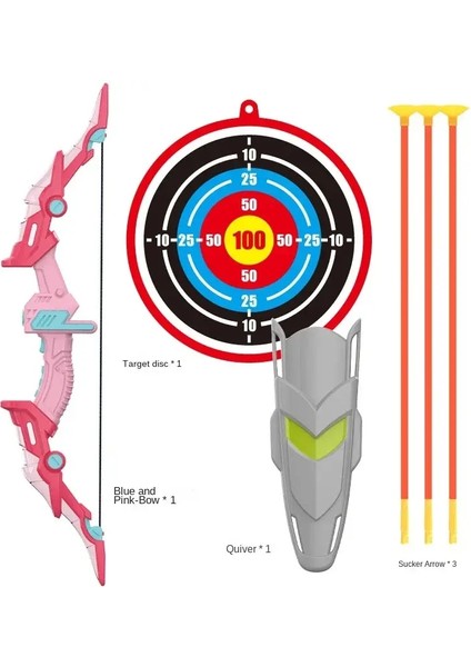 2pc Set Çocuklar Okçuluk Oyuncakları Işıklar Yay Ok Tatar Yayı Açık Spor Vantuz Kupası Hedef Ev Yumuşak Okları Çocuk Oyuncak Oyun Rengi: Kırmızı 3 Yumuşak Yay (Yurt Dışından)