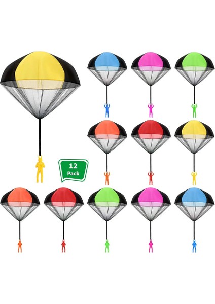 2/4/6/12PARACHUTE Figürleri El At Oyuncak Fırlatma Ordu Oyuncak Açık Hava Çocukları Fırlatır Oyuncaklar Uçuruyor Benzersiz Erkek Kız Paskalya Hediye Renk: 12 Pcs (Yurt Dışından)