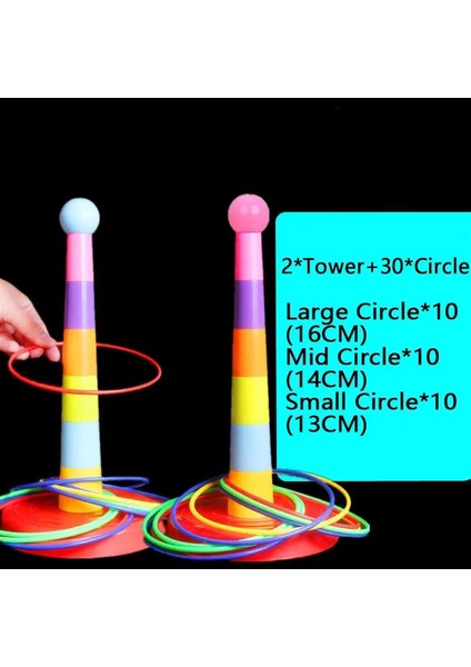 Çocuklar Circle Game Fring Forrule Yığılmış Oyuncaklar Eğlenceli Iç Mekan Dış Mekan Ebeveyn-Çocuk Etkileşimli Daire Katmanları Erken Eğitim Hediye Renk: 2xower 30XRINGS (Yurt Dışından)