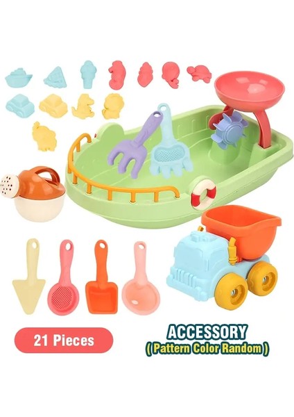21PC Portable Plaj Teknesi Masa Seti Plaj Kazma Kürek Kum Oyun Araçları Çocuk Oyuncak Kalıp Bebek Oyun Su Dış Mekan Gamecolor: Açık Gri (Yurt Dışından)
