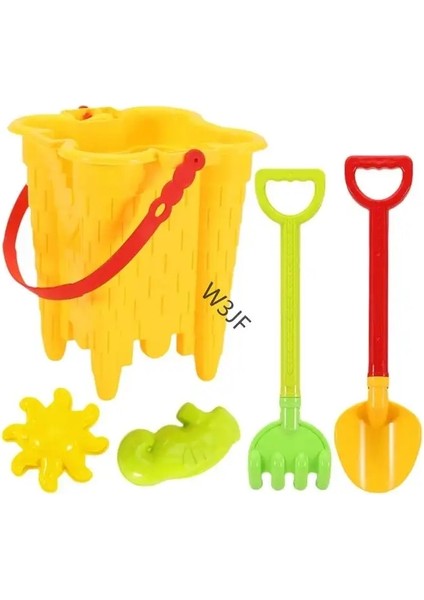 W3JF Çocuklar Kürek ve Bina Için Kürek ve Kalıp Araçları ile Plaj Kumu ve Kar Etkinliği Için 5'lik Açık Hava Oyun Seti: Sarı (Yurt Dışından)
