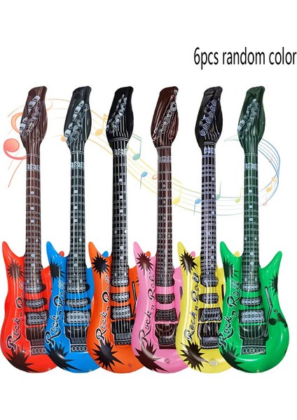 6pcs Pvc Şişme Oyuncaklar 95CM Gitar Performans Aşaması Şişme Enstrümanlar Kalınlaştırılmış Yeniden Kullanılabilir Kaya Gitar Balo -Fexfolor: 6pcs (Yurt Dışından)