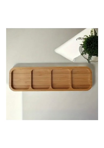 Bambu Bölmeli Çerezlik / Sunumluk Özel Seri 30X10X1,9CM 4 Bölmeli