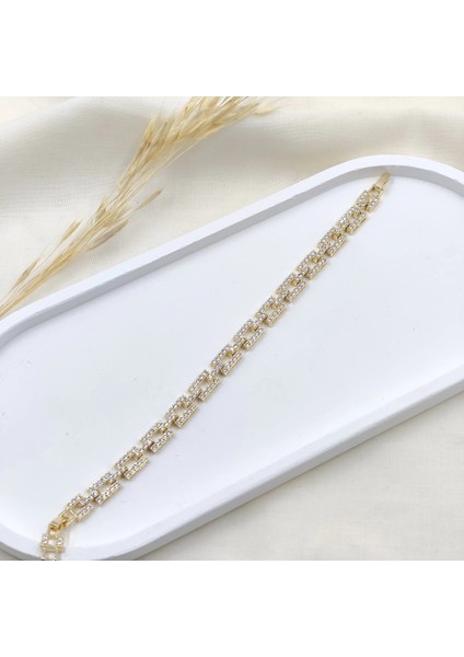 Golden Frame Kuyumcu Işçiliği 14K Altın Kaplama Premium Seri Kadın Çelik Bileklik fırsatları