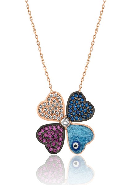 925 Ayar Gümüş Rose Dört Yapraklı Yonca Kadın Kolye fiyatları