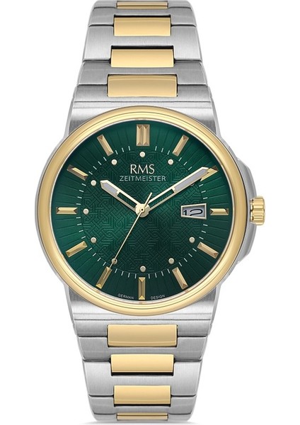 RMS.1.AG1638.08 Kristal Camlı Çelik Kordon Çelik Kasa 5 Atm Suya Dayanıklı Metalik-Altın Renk Erkek Kol Saati