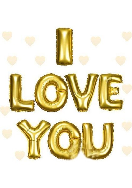 I Love You Folyo Balon Altın Renk 35 CM modelleri