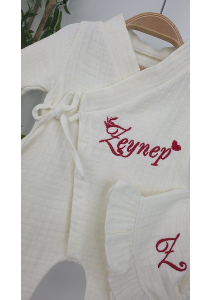 Müslin Yeni Doğan 4katlı Organik %100PAMUK Kişiye Özgü Nakışlı Hastane Çıkış Seti(Kalpli Model-7) modelleri