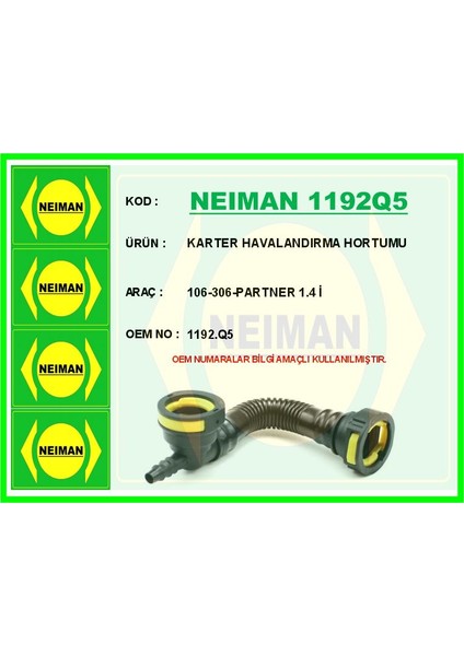 Karter Havalandırma Hortumu 106-306-PARTNER 1.4 I