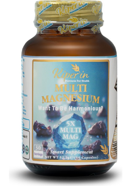 5x Çoklu Magnezyum (Taurat, Bisglisinat, Malat, Sitrat, L-Treonat) 60 Kapsül | Akıllı Gıda Takviyesi