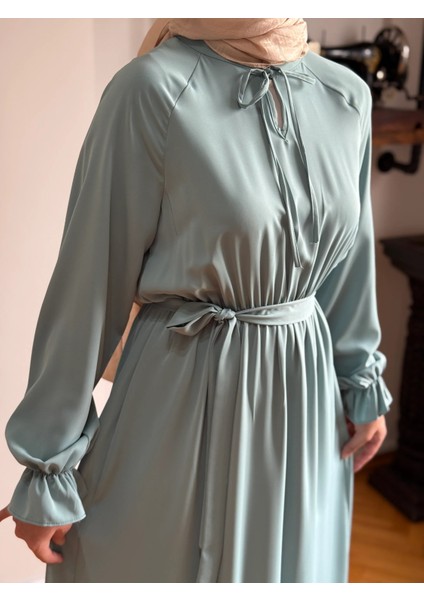 Reglan Kol Bel Lastikli Elbise 5077 modelleri