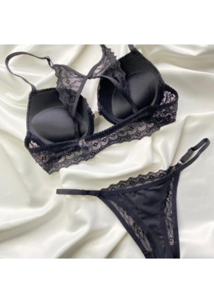 Kelebek Dolgulu Siyah B Cup Sütyen Takım modelleri