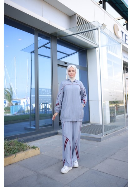 Kadın Şık Spor Eşofman Takımı Fermuarlı & Alt Üst Takım 495