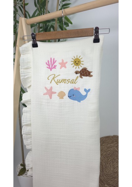 Müslin Yeni Doğan 4katlı Organik %100PAMUK Kişiye Özgü Nakışlı Hastane Çıkış Seti(Okyanus Model-2) fırsatları