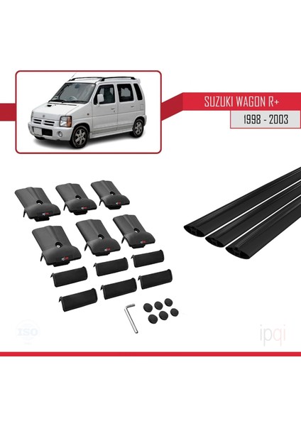Suzuki Wagon R+ 1998-2003 Arası ile Uyumlu Fly Model Ara Atkı Tavan Barı Siyah 3 Adet indirimleri