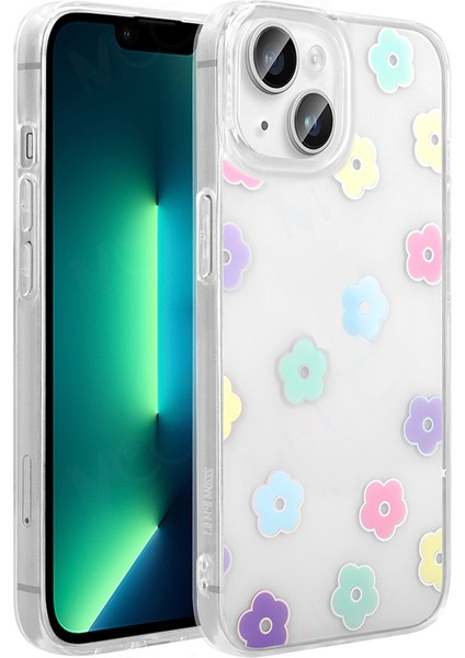 iPhone 14 Kılıf Şeffaf Figürlü Zore Folk Sert Kapak - Papatya