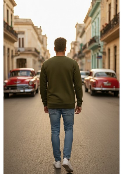 Vier Bisiklet Yaka Erkek Sweatshirt Yeşil modelleri