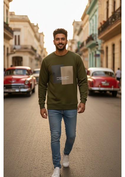 Vier Bisiklet Yaka Erkek Sweatshirt Yeşil fırsatları