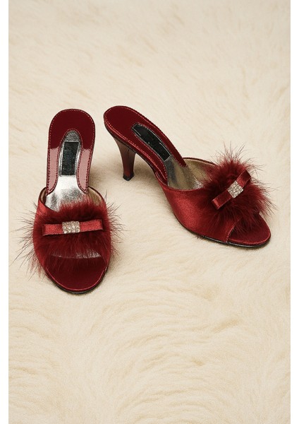 Kadın Giyim Peluş & Kurdele Detaylı Taşlı Çeyizlik - Hediyelik Ev Terliği LL.GC215.001 fiyatları