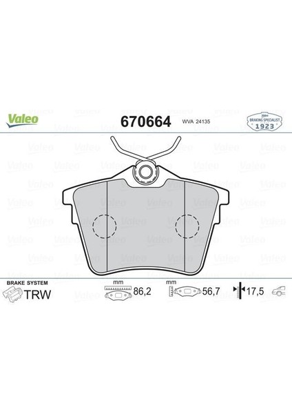 670664 - Arka Fren Balatası Peugeot P407 1.6 Hdı 1.8-2.0 04 607 00 Cıtroen C5 08