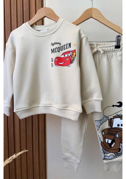 Erkek Çocuk Baskılı 3 Iplik Pamuklu Kumaş Alt Üst Takım modelleri