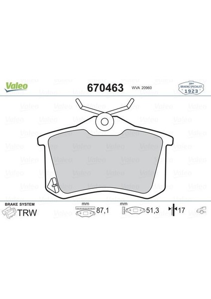 670463 - Disk Fren Balatası Arka Renault Megane Iı. Iıı. Iv Hb. Fluence; Peugeot 207. 307. 308. Partner Iı.