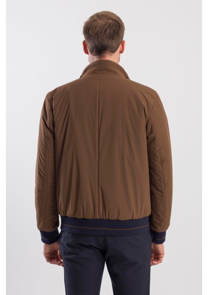 Camel Comfort Fit Dik Yaka Mont