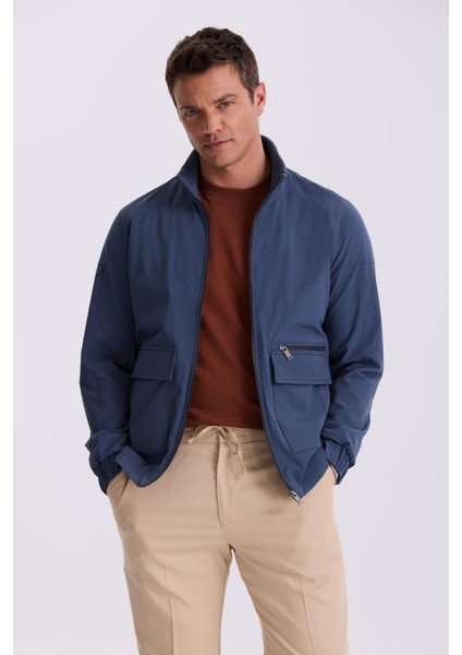 İndigo Comfort Fit Dik Yaka Mevsimlik Mont