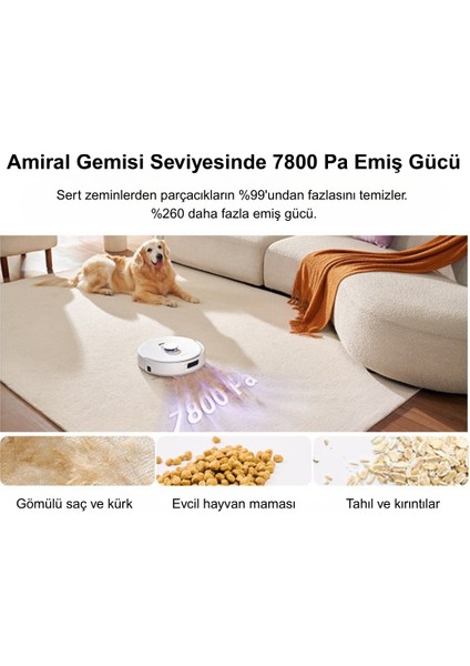 Freo X Plus Akıllı Robot Süpürge Beyaz,7.800PA Emiş Gücü fiyatları