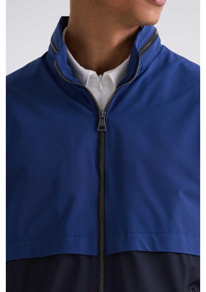 Mavi Comfort Fit Hakim Yaka Mevsimlik Mont