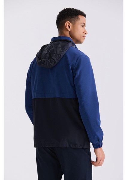 Mavi Comfort Fit Hakim Yaka Mevsimlik Mont