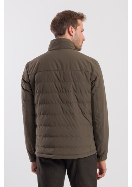 Haki Comfort Fit Dik Yaka Spor Mont