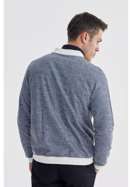 Lacivert Slim Fit Pamuklu Kolej Mevsimlik Mont