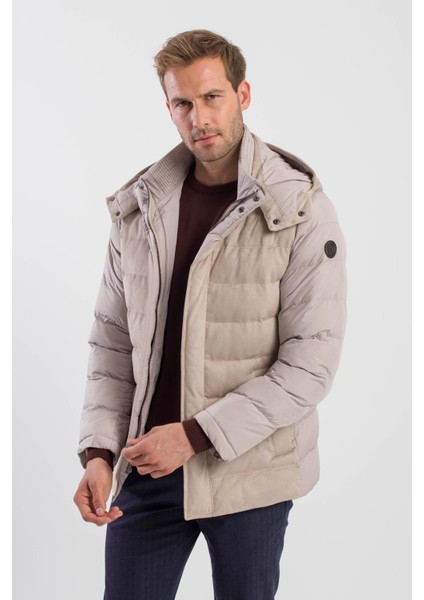 Taş Comfort Fit Kapüşonlu Şişme Mont