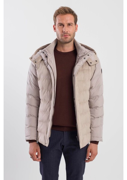 Taş Comfort Fit Kapüşonlu Şişme Mont