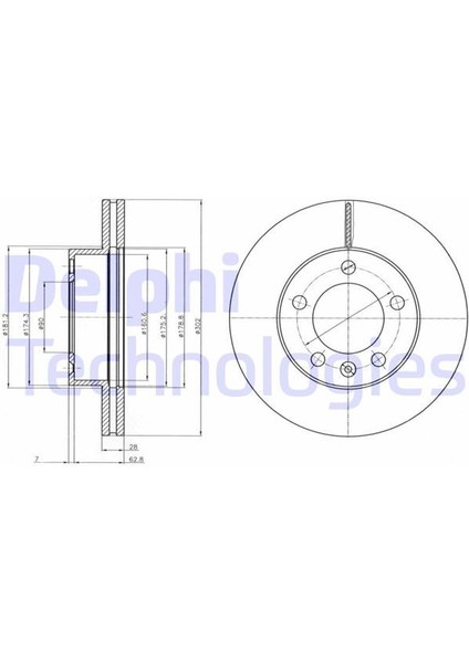 Delphı BG4328 - Ön Fren Aynası Renault Master Iıı 10 Master Iv 20 Opel Movano B 10 2.3dci 302×28X5 5 Delik Havalı