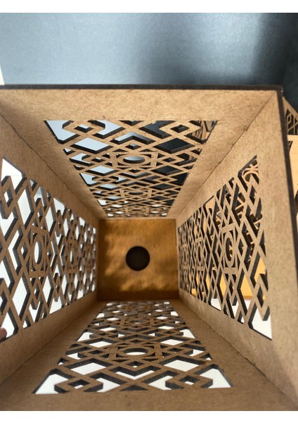 3lü Ceviz Renk Ahşap Lazer Kesim Lambader fırsatları