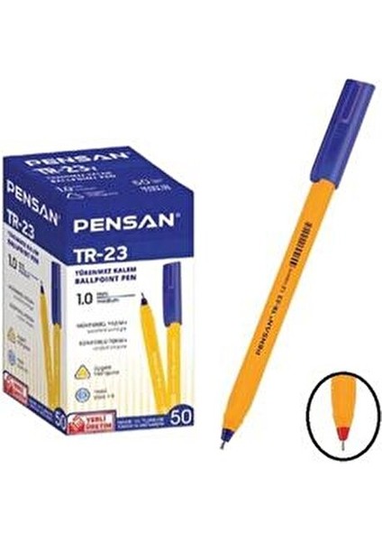 TR-23 Üçgen Tükenmez Kalem Seti 50 Adet Mavi Renk Ergonomik Tasarım fiyatları