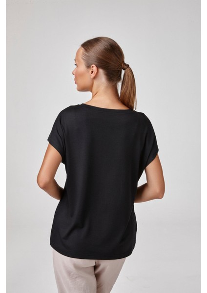 Kadın Siyah Renk Kısa Kollu Modal Basic Tişört C0T2N5O2 fiyatları