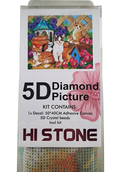 5d Elmas Taş Işleme Kiti 40X50 cm Kediler Desen