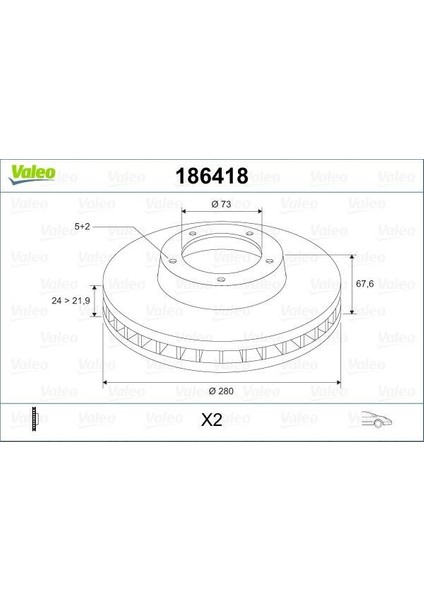 186418 - Ön Fren Aynası Boxer I-Iı 94 Jumper I-Iı 94 Ducato I-Iı 94 280×24X5DLXHAVALI