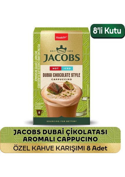 Dubai Çikolatası Aromalı Cappucino Özel Kahve Karışımı 8 x 19,5gr