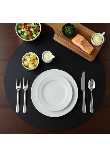 2 Adet Deri Amerikan Servis Supla Yuvarlak Siyah 33X33 fırsatları