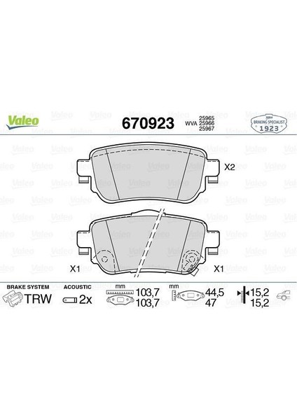 670923 - Arka Fren Balata Renault Kadjar 15 Koleos Iı 18 / Nıssan Qashqaı 1.6l Dci R9M Dizel 11- / X-Traıl 1.6l Dci T32 12-