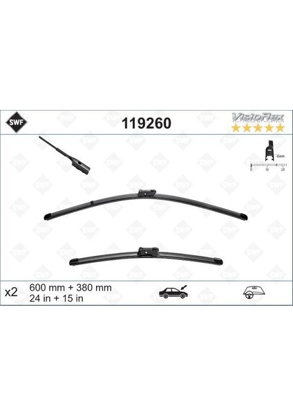 119260 - Silecek Süpürgesi Ön Polo-Toledo-Rapıd-A1 2010 600×380 mm