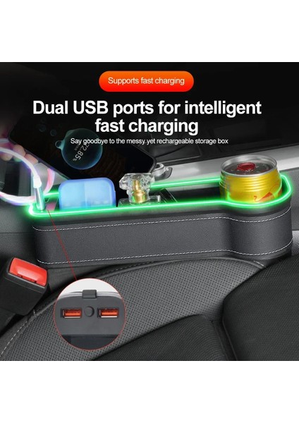 Renkli Ortam Işığı ve Şarj Cihazıyla Birlikte Yardımcı Pilot Koltuğu Saklama Kutusu (Yurt Dışından) fırsatları