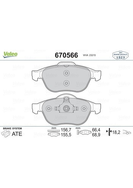 670566 - Ön Fren Balatası Renault Laguna Iı 01 05 Laguna Iıı 07 15 Megane Iı 02