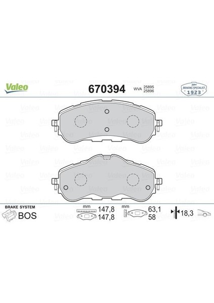 670394 - Ön Fren Balatası 283MM Astra L 21 Combo E 18 Berlıngo 18 Partner 18 308 Iı-Iıı 13 Rıfter 18
