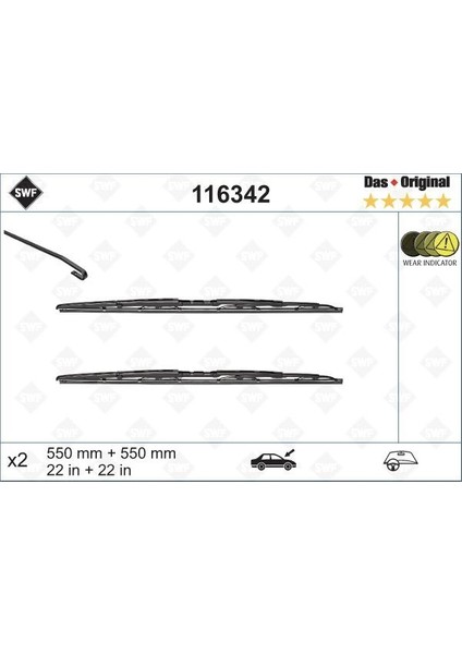 116342 - Silecek Süpürgesi Ön Audı A4 550×550 mm Eski Tip